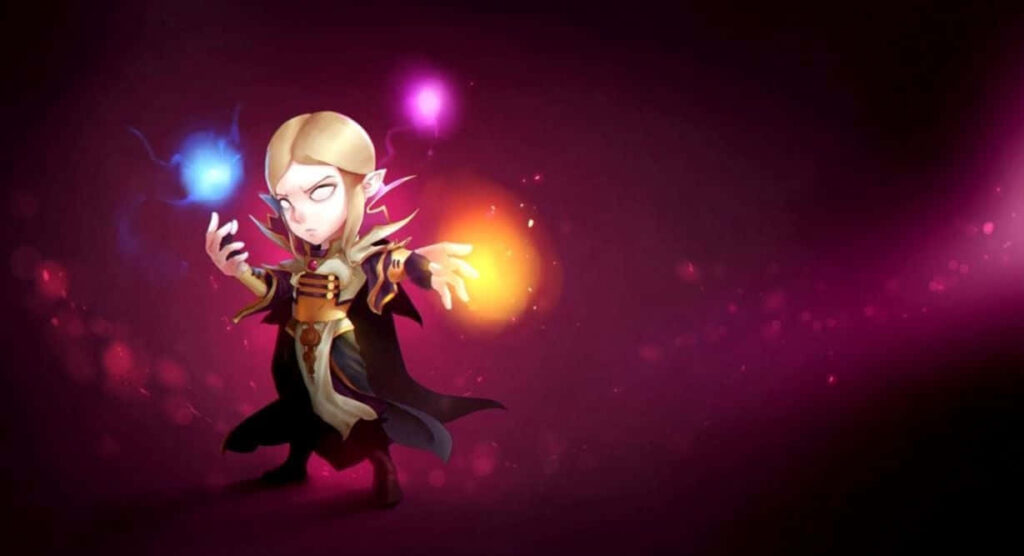 Dota 2's Legendary Hero Amidst a Visually Spectacular Battleground Wallpaper