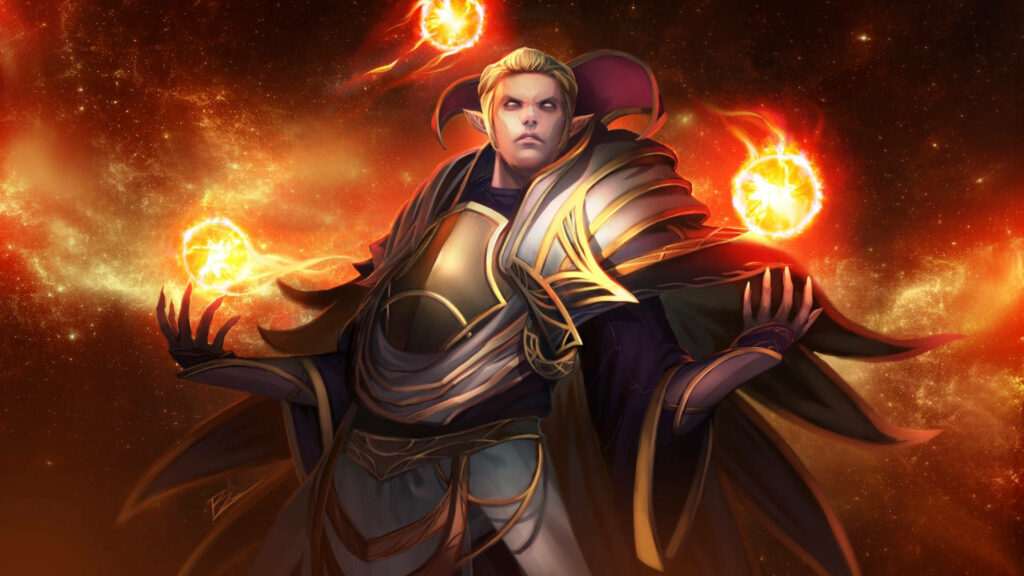 Majestic 4k Dota 2 Wallpaper Embellished with Fiery Orbs