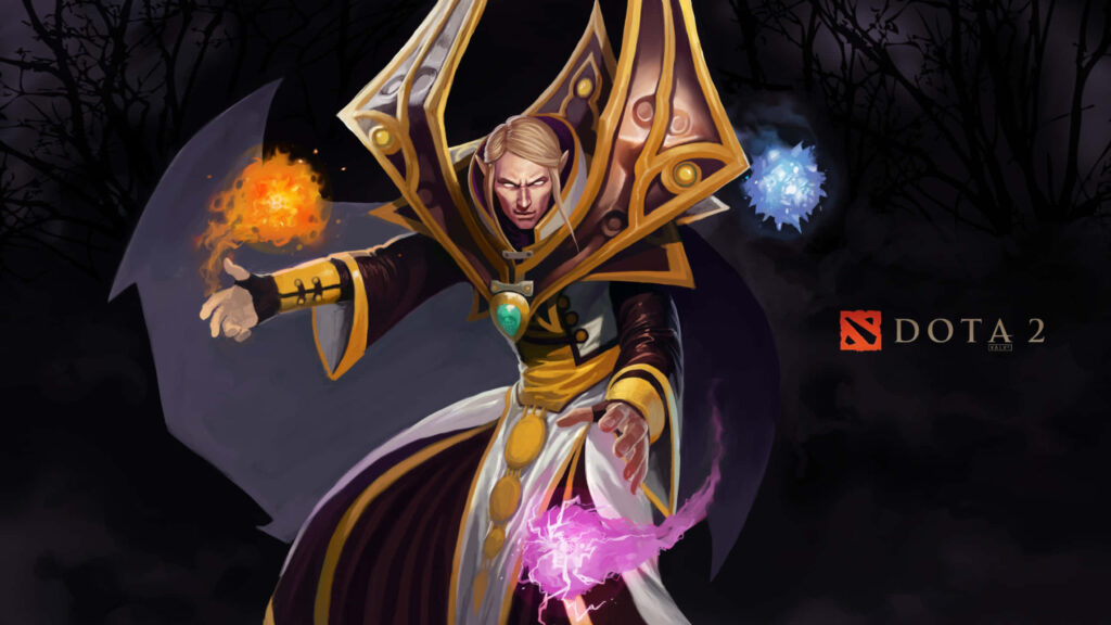 The Majestic Invoker: Unleashing Invincible Might in a 1440p Dota 2 Masterpiece Wallpaper