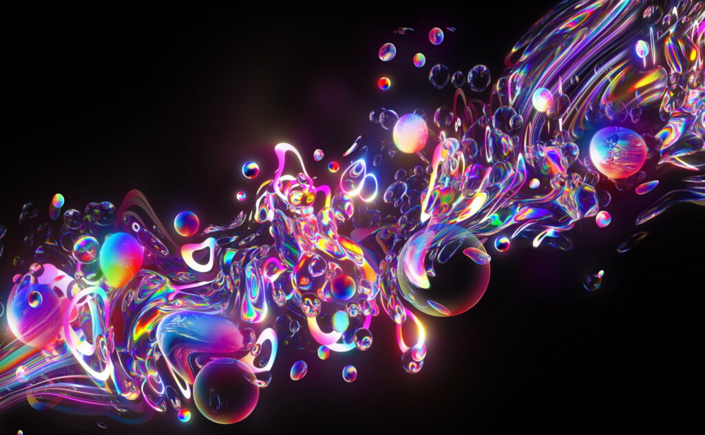 Glowing Rainbow Spheres: Captivating Abstract Cinematic 4K Wallpaper Photo