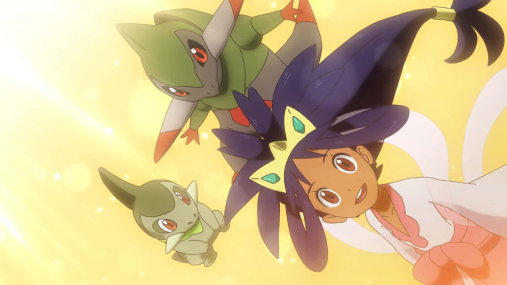 Vibrant Iris & Pokémon Axew, Fraxure Wallpaper Background