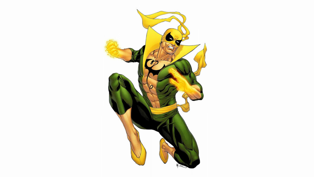 Iron Fist Wallpaper: Marvel's Hero in Iconic Green & Yellow Costume