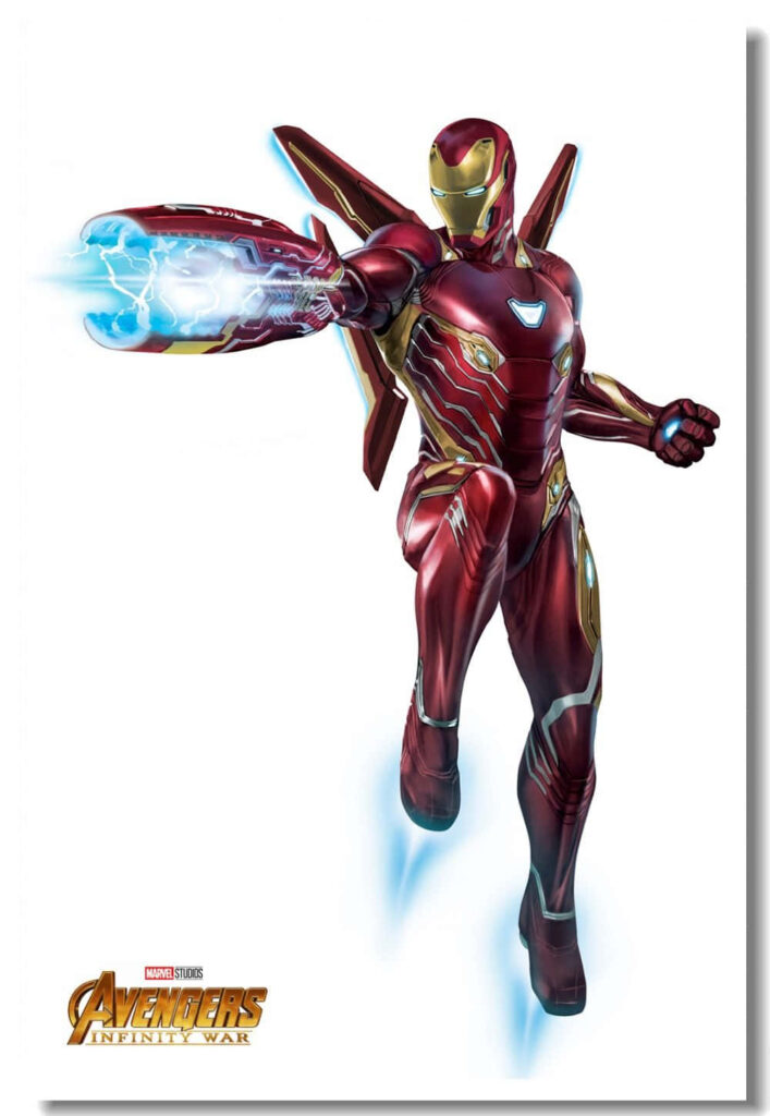 Iron Man advanced suit powered energy ready for action Avengers Infinity War white background Wallpaper