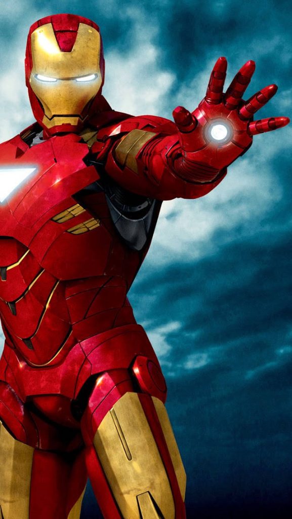 Iron Man in red gold armor firing repulsor blast cinematic wallpaper background HD