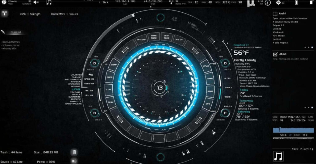 Futuristic Iron Man-Inspired Wallpaper with Advanced HUD Elements
