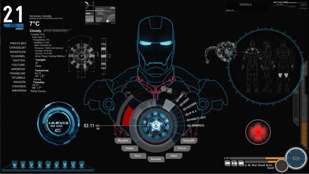 Futuristic Iron Man-Inspired HUD Wallpaper for Tech Enthusiasts