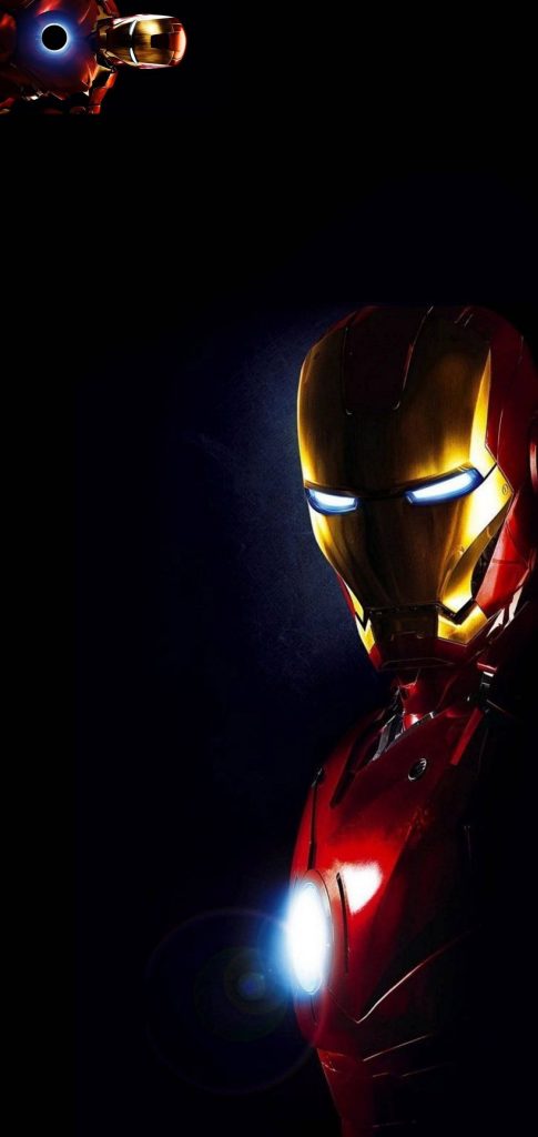Iron Man CGI wallpaper for OnePlus Nord with glowing arc reactor and dark cinematic background