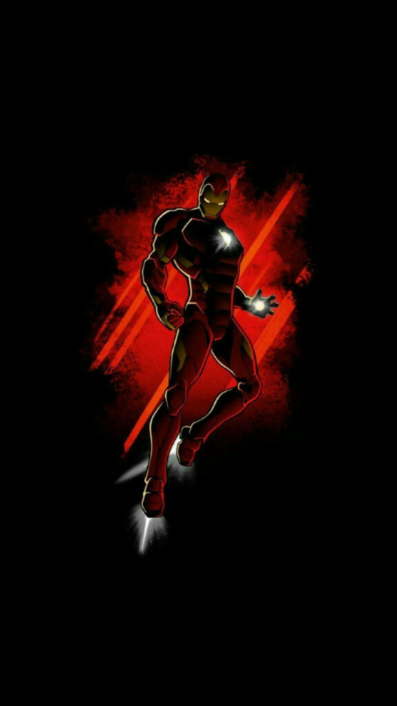 Dynamic and Powerful: Iron Man's 4K OLED Wallpaper with Fiery Red Trail