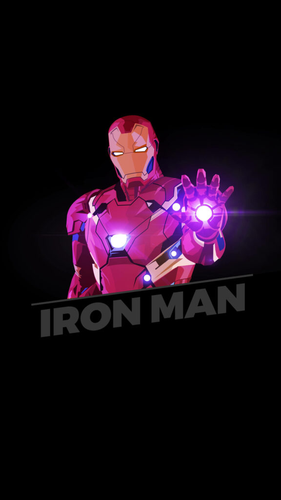 Sleek Iron Man Vector Art Wallpaper with Glowing Armor Design