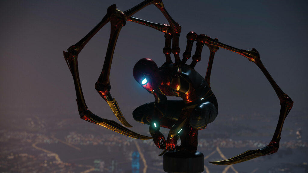 Dynamic Spider-Man Iron Suit Wallpaper - No Way Home City Background