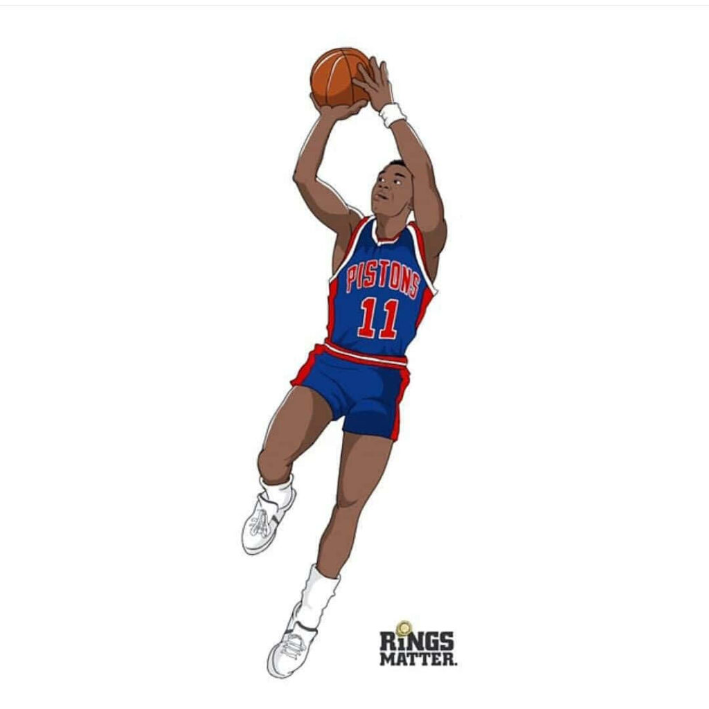 Isiah Thomas Detroit Pistons Wallpaper: Mid-Jump Art Background
