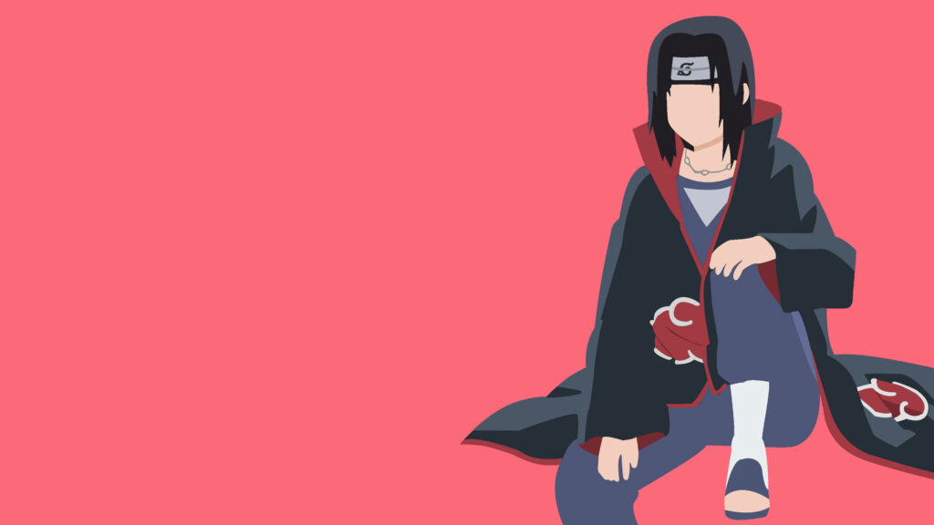 Itachi Uchiha Minimalist Vector Art Wallpaper - Pink Background