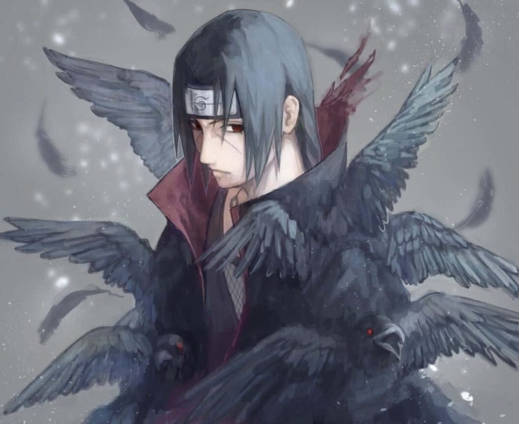 Itachi Uchiha Naruto wallpaper Akatsuki cloak dark crows genjutsu intense ninja art