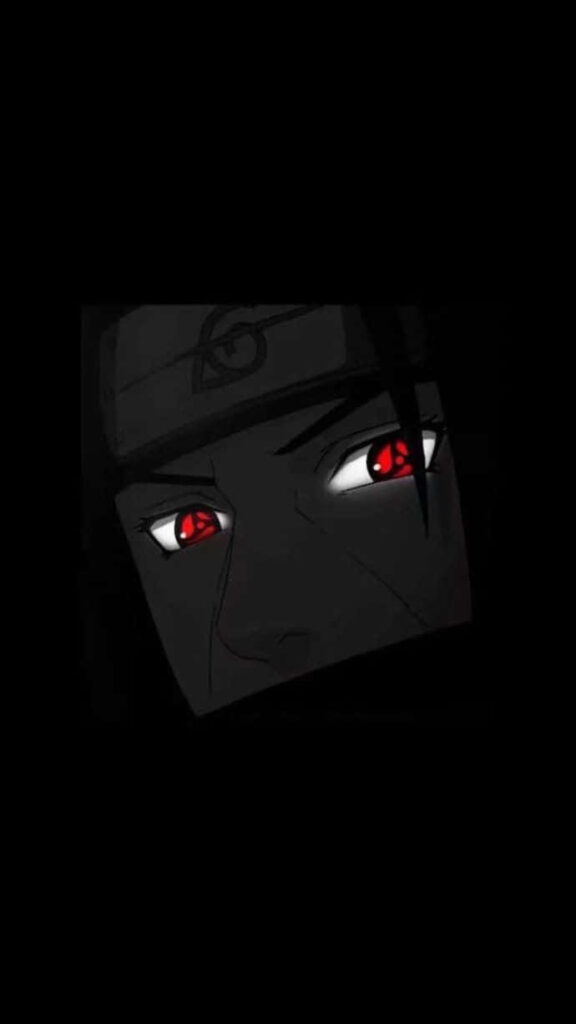 Intense Itachi Uchiha Wallpaper with Glowing Sharingan Eyes