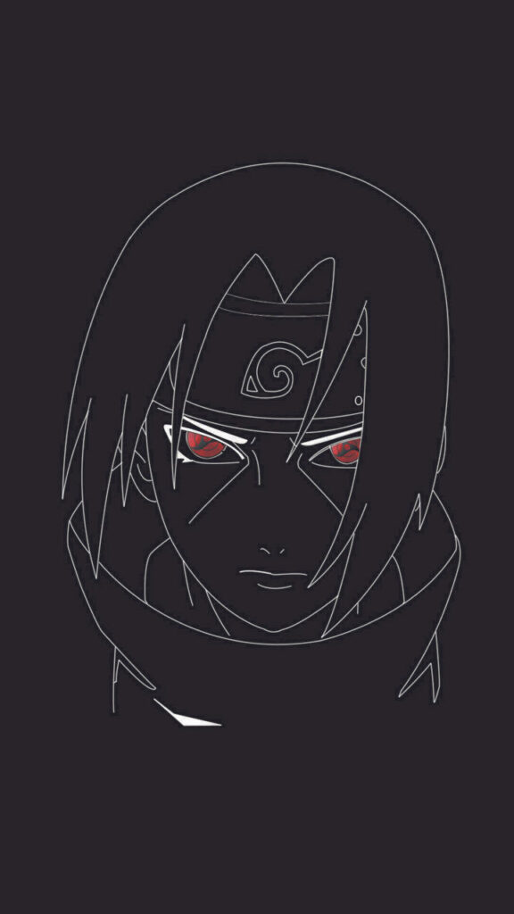 Itachi Uchiha Wallpaper: Striking Red Sharingan on Black Background