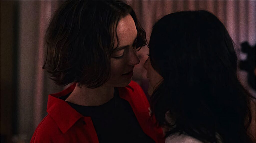 Izzie and Casey from Atypical share an intimate heartfelt moment in emotional wallpaper background