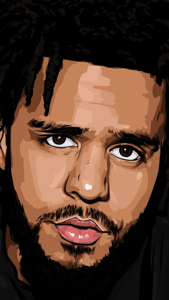 Rhythmic Melodies Unleashed: J Cole in Vibrant Cartoon Splendor Wallpaper