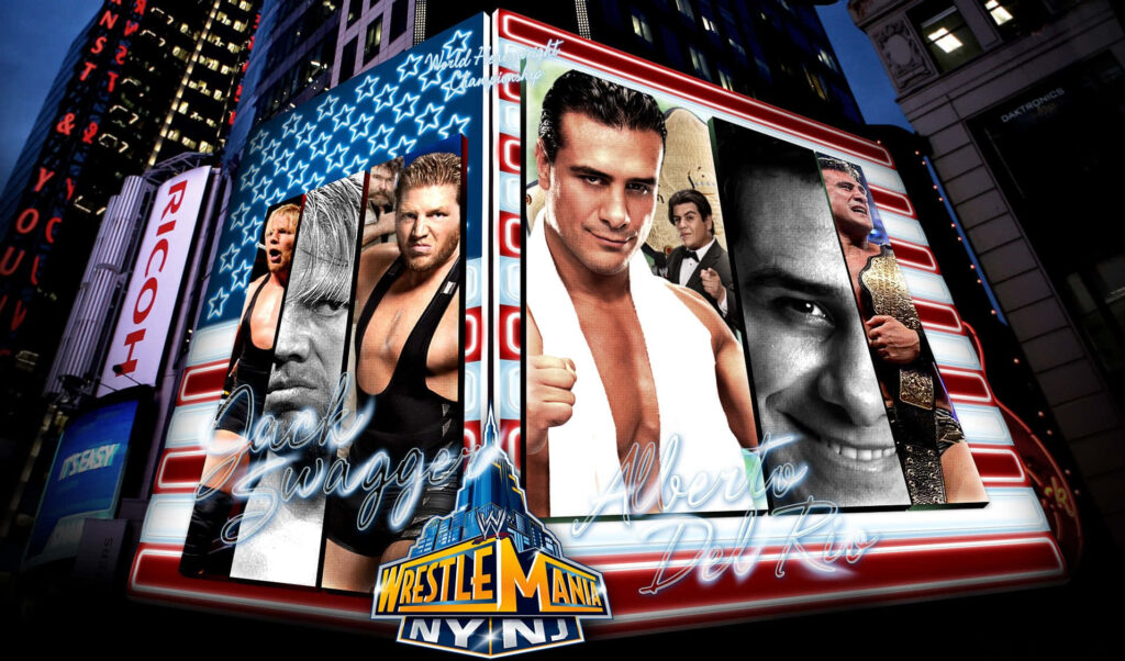 Jack Swagger and Alberto Del Rio WrestleMania NY NJ vibrant billboards Times Square wallpaper background