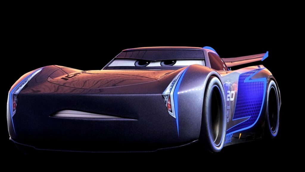 Jackson Storm Cars 3 sleek black blue race car dynamic wallpaper high tech competitive design