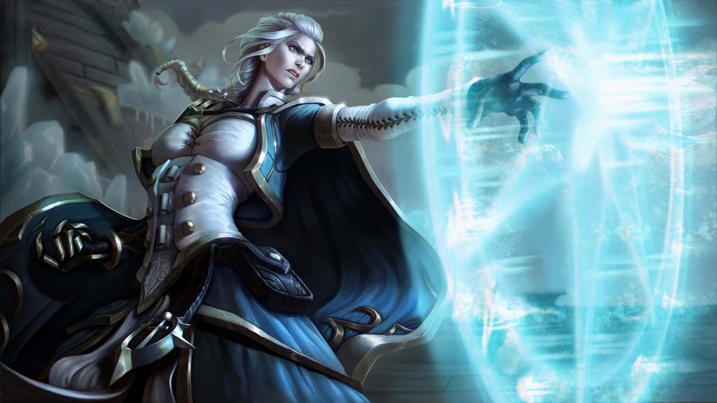 Jaina Proudmoore casting vibrant blue frost magic 4K World of Warcraft fanart wallpaper