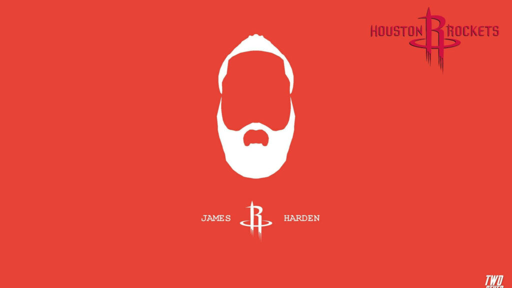 Minimalist White Beard Illustration of James Harden on Red Background Wallpaper