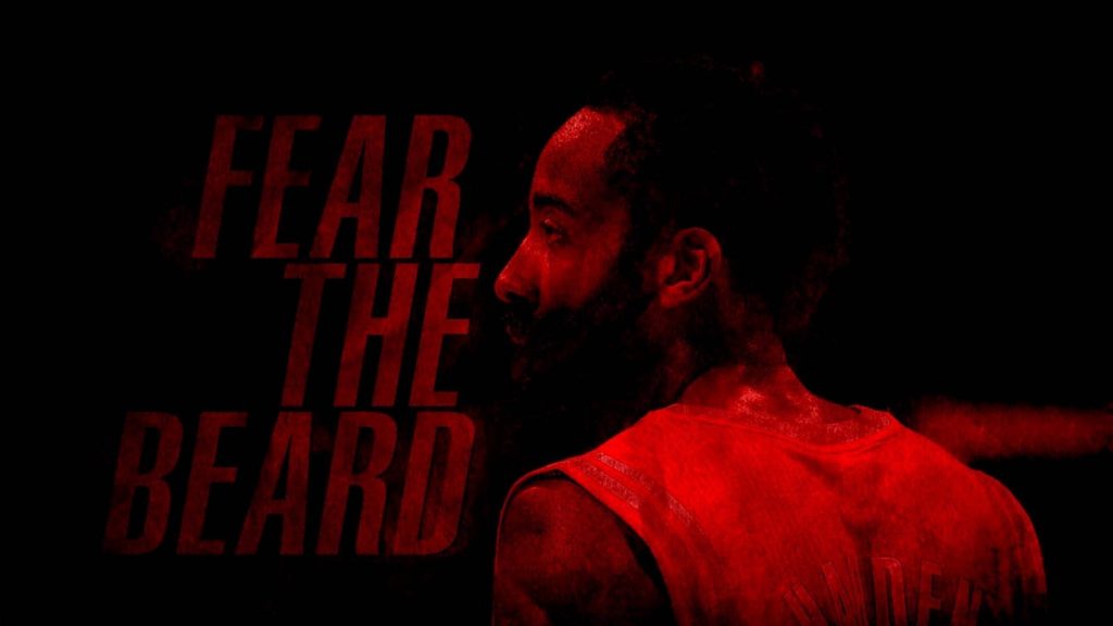 James Harden Houston Rockets wallpaper red lighting Fear the Beard NBA basketball background
