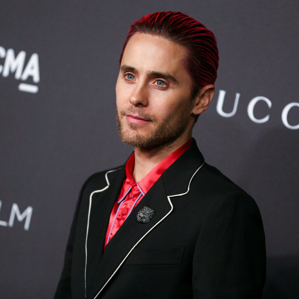 Jared Leto Wallpaper: Striking Red Hair in Stylish Black Suit