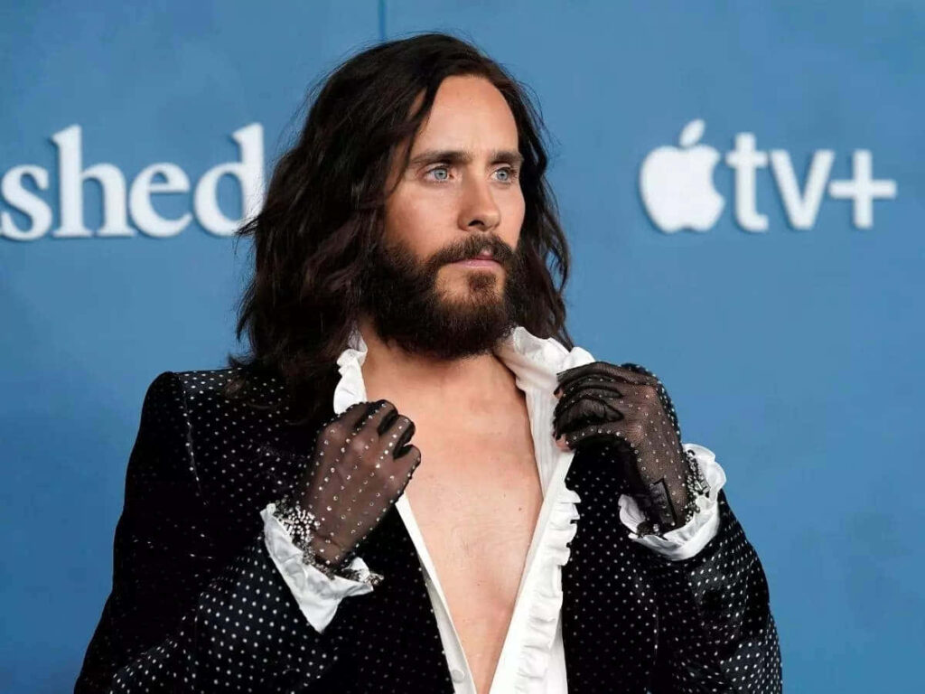 Jared Leto Wallpaper: Unique Style, Long Hair & Beard Against Blue