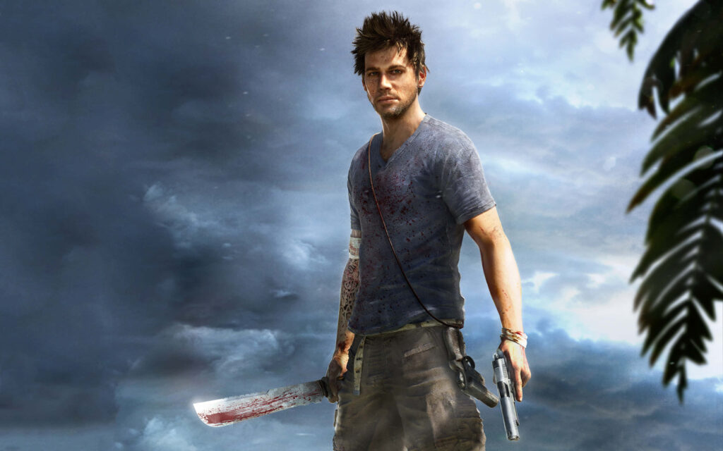 Jason Brody: The Ultimate Survivor Armed with Machete and Pistol Wallpaper