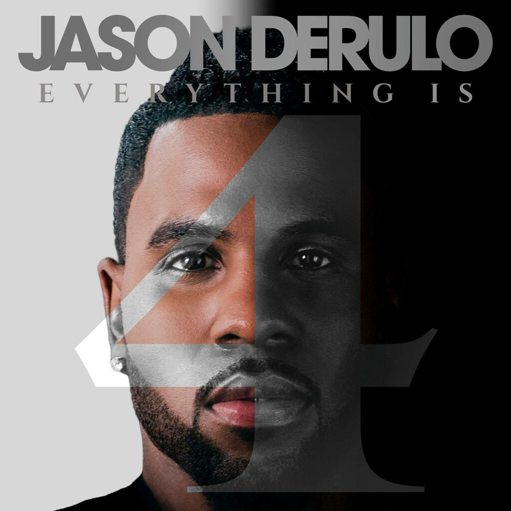 Jason Derulo portrait wallpaper with bold number 4 overlay Everything Is 4 modern design