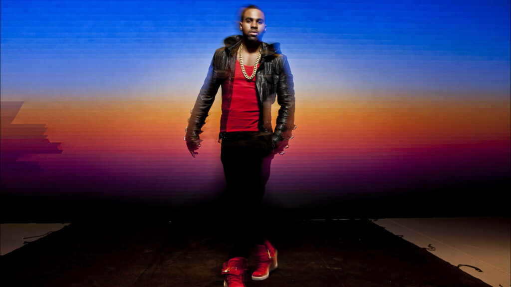Jason Derulo posing confidently with vibrant rainbow background colorful fan art wallpaper