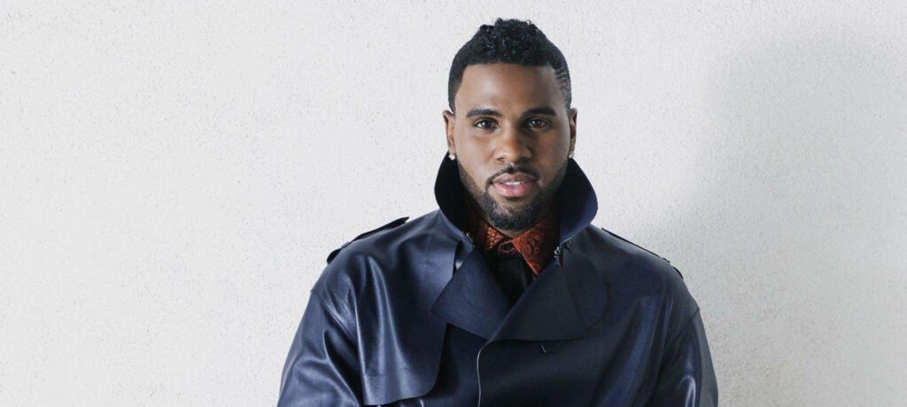Jason Derulo stylish leather coat white background confident fashion wallpaper image
