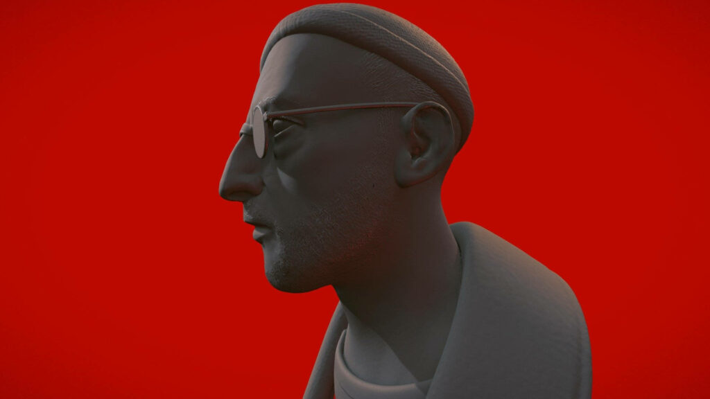 Vibrant 3D Red Portrait of Jean Reno, The Celebrated French Actor Wallpaper