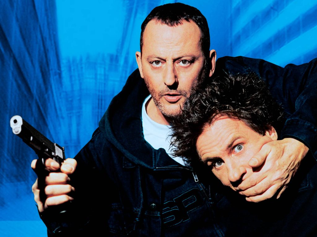 Jean Reno as Quentin and Gérard Depardieu as Ruby in tense comic scene from Tais-toi wallpaper