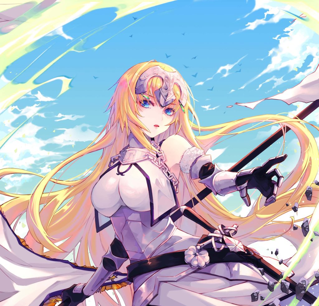Jeanne d'Arc Fate Grand Order wallpaper vibrant Ruler servant silver armor blonde hair white flag