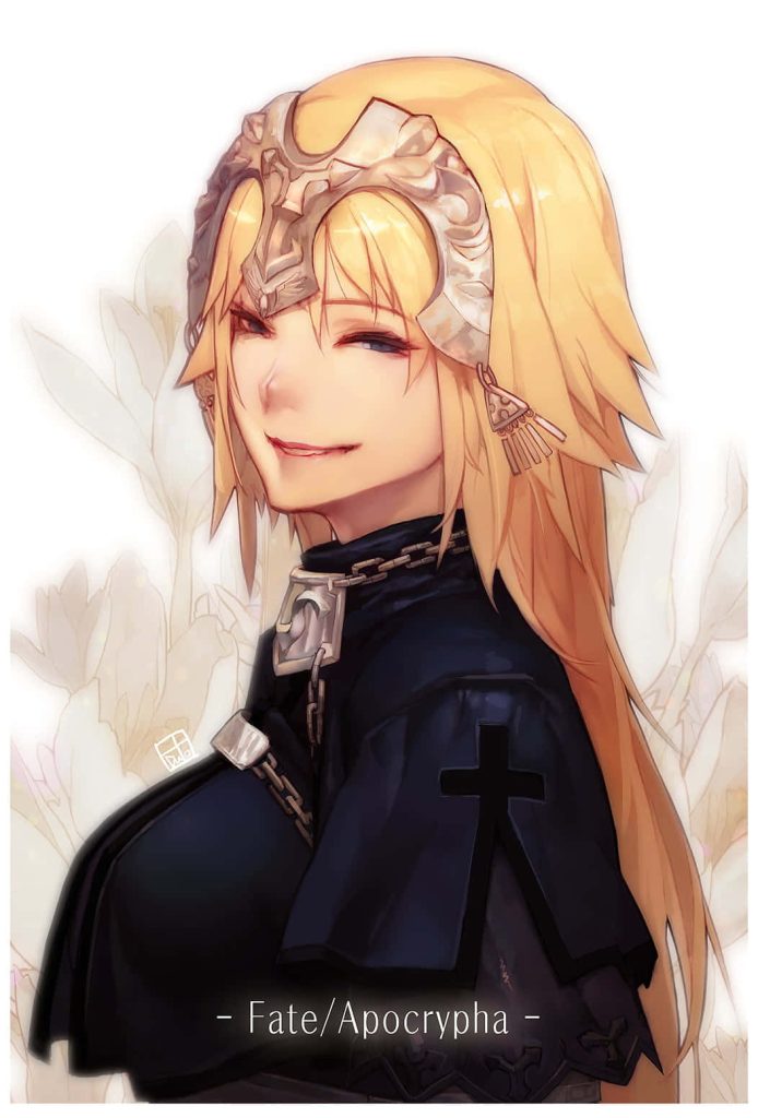 Jeanne dArc Fate Grand Order anime wallpaper Ruler class winking floral background HD art