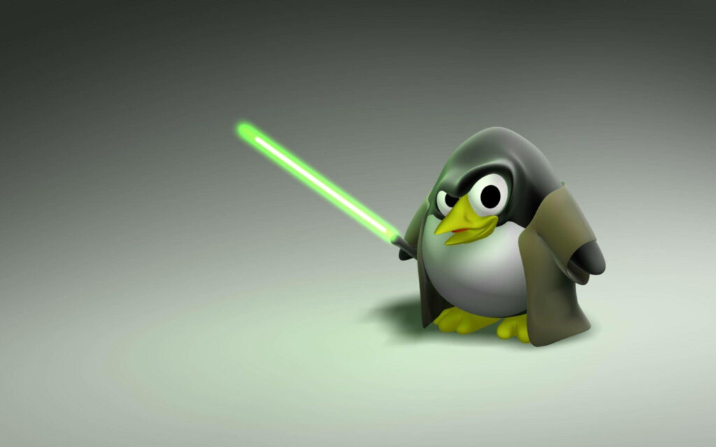 Jedi Tux Wallpaper: Linux Mascot Meets Star Wars in a Creative Blend