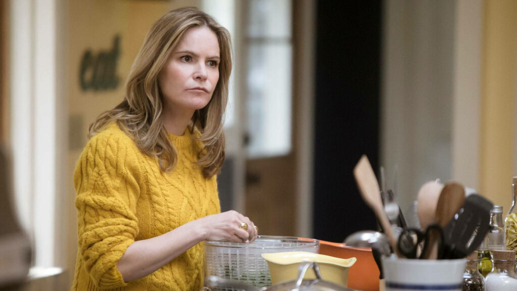 Jennifer Jason Leigh as Paula in Atypical warm kitchen scene wallpaper background image