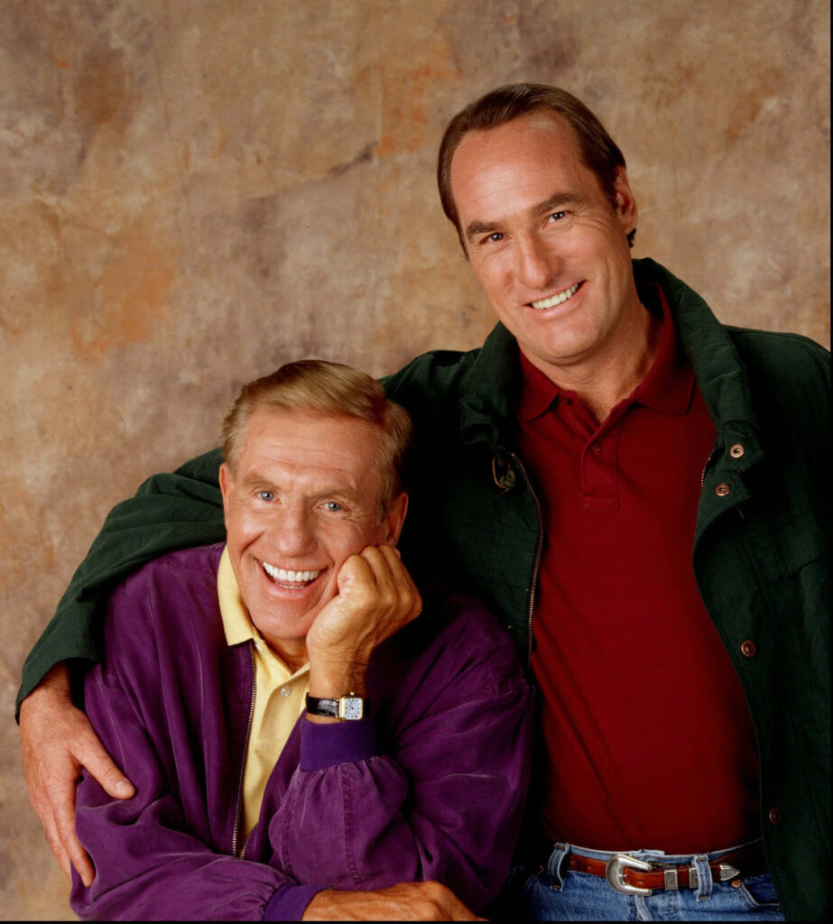 Jerry Van Dyke and Craig T Nelson in casual 90s fashion classic Coach TV show wallpaper background