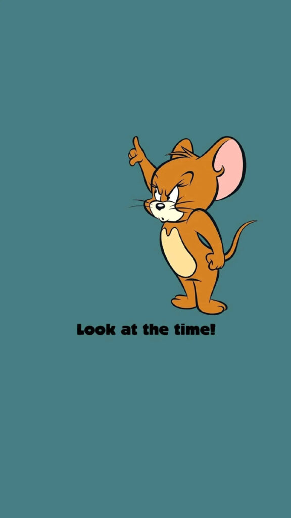 Cartoon Jerry Wallpaper: Stern Look with 'Look at the Time!' Text