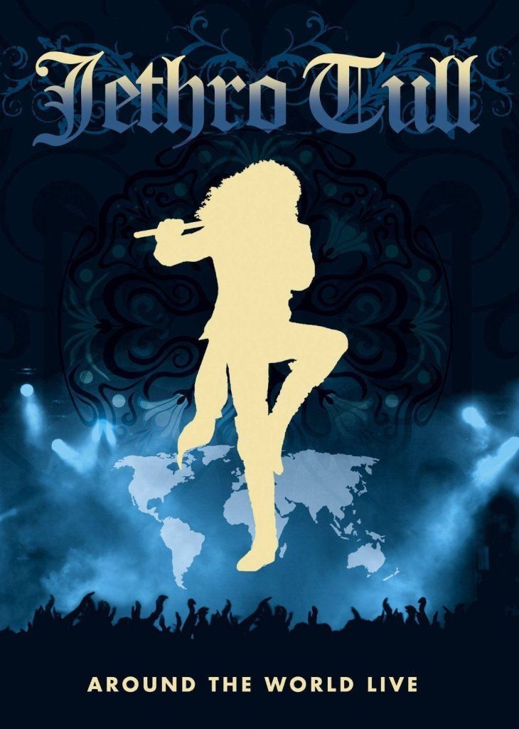 Jethro Tull Ian Anderson flute silhouette world map blue stage live concert wallpaper background