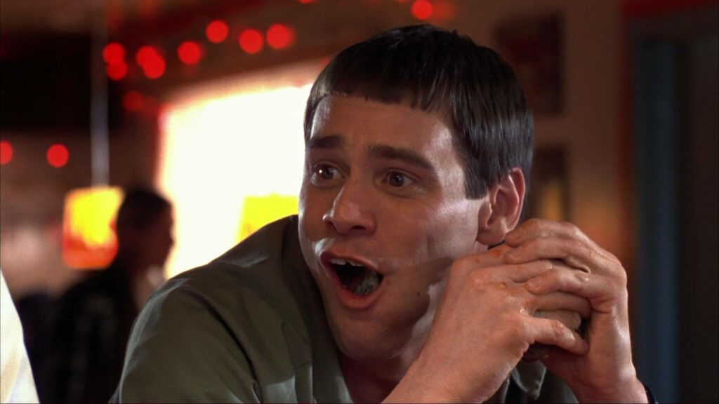 Jim Carrey animated surprised expression wallpaper capturing iconic comedic energy background