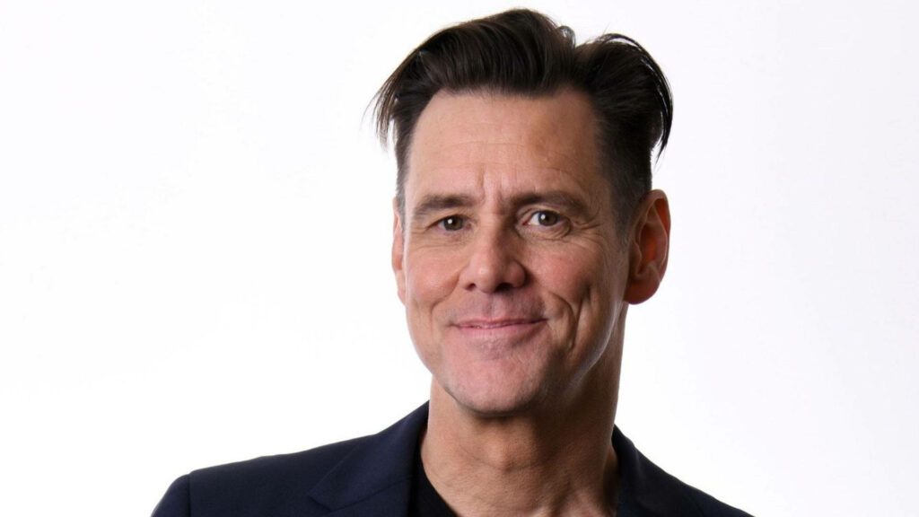 Jim Carrey wallpaper with charismatic smile and lively personality on bright background