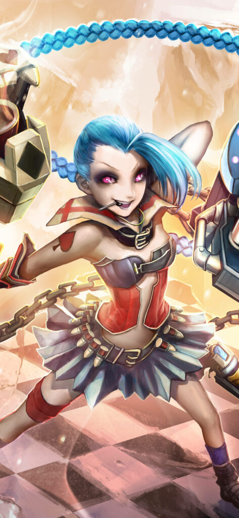 Jinx: Gaming Icon Unleashed - Captivating League of Legends 4k Background for Gaming Phone Wallpaper