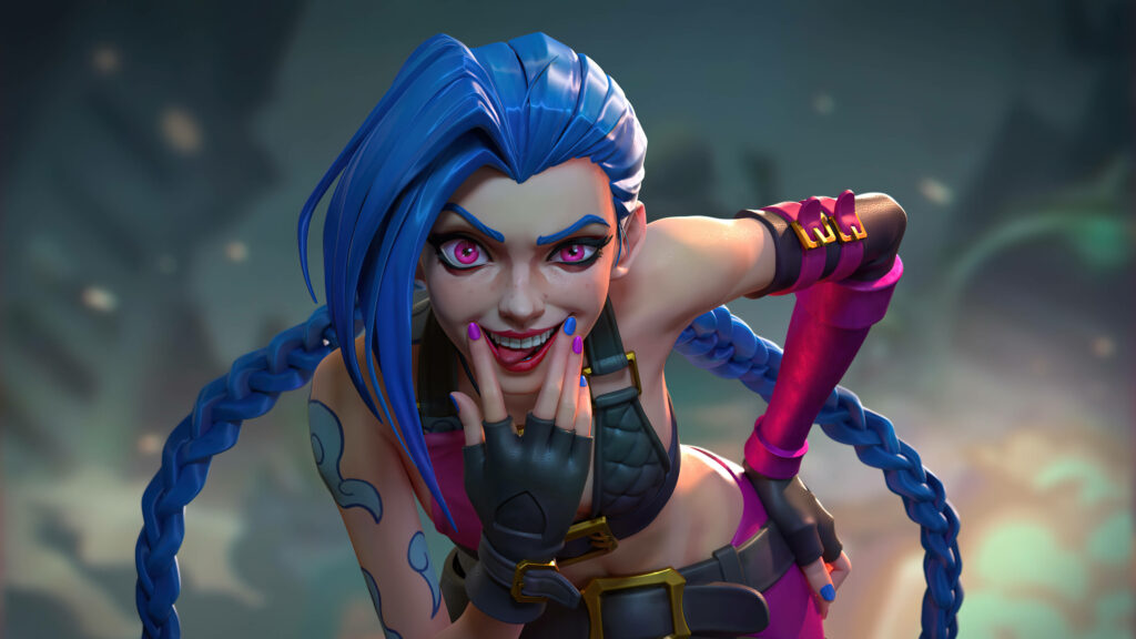 Jinx: The Unrestrained Rebel - An Enigmatic Depiction from Arcane League of Legends Wallpaper