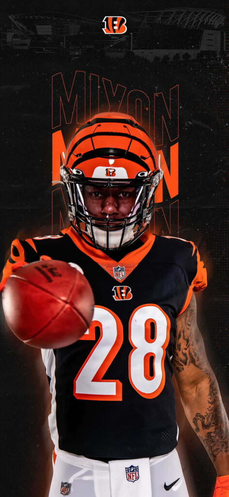 Cincinnati Bengals Joe Mixon dynamic phone wallpaper black and orange football NFL fan background