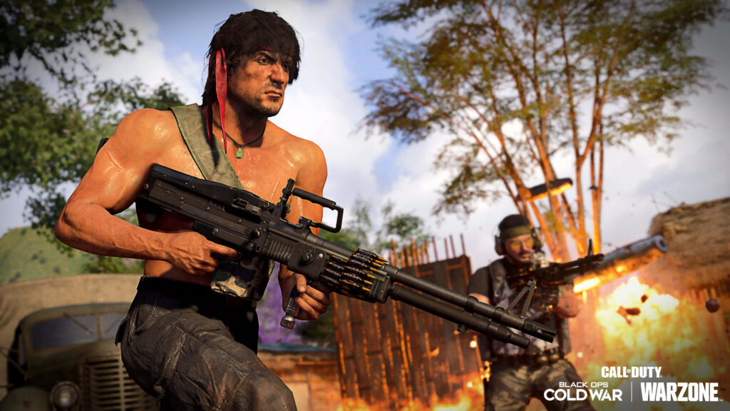 Warrior's Grit: Captivating HD Backdrop of John Rambo from Call of Duty Black Ops Cold War Wallpaper
