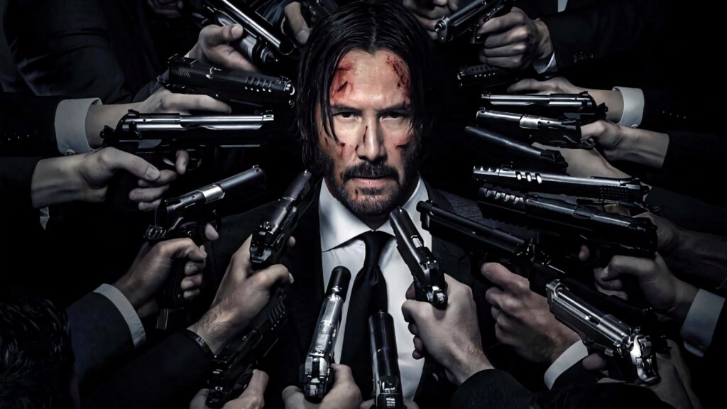 John Wick Wallpaper: Keanu Reeves Surrounded by Gangsters
