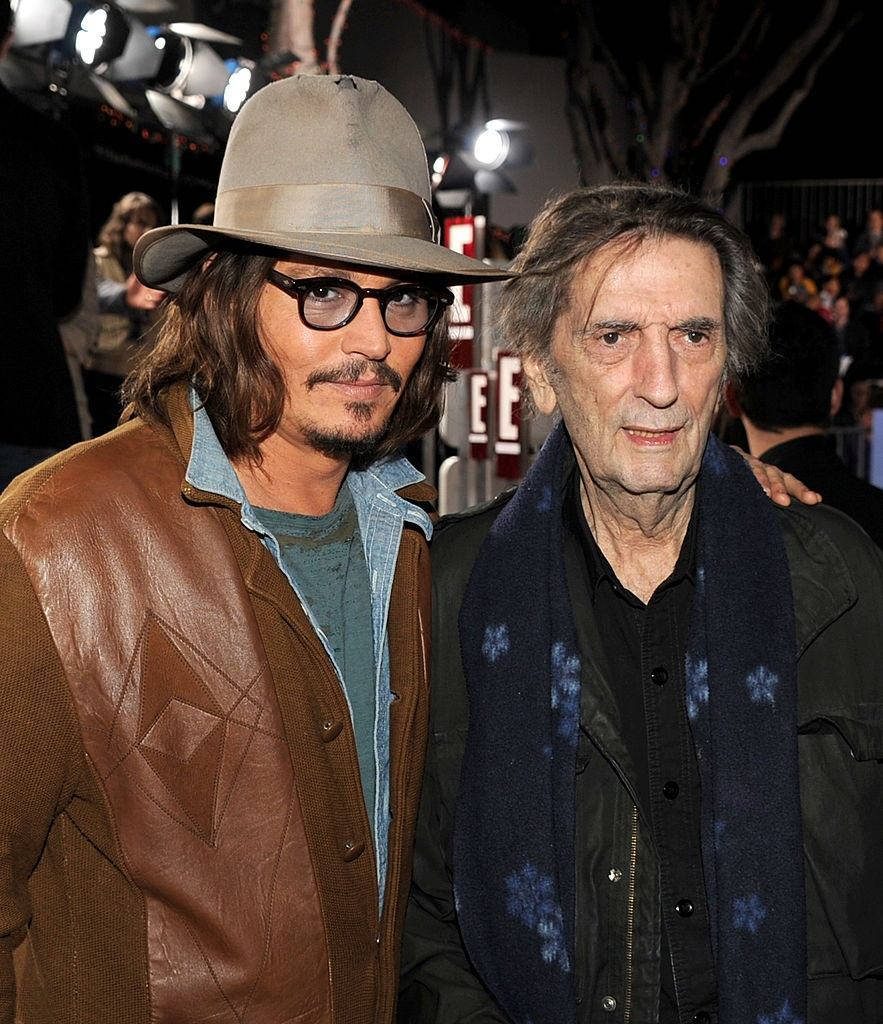 Johnny Depp and Harry Dean Stanton candid portrait iconic Hollywood actors wallpaper background