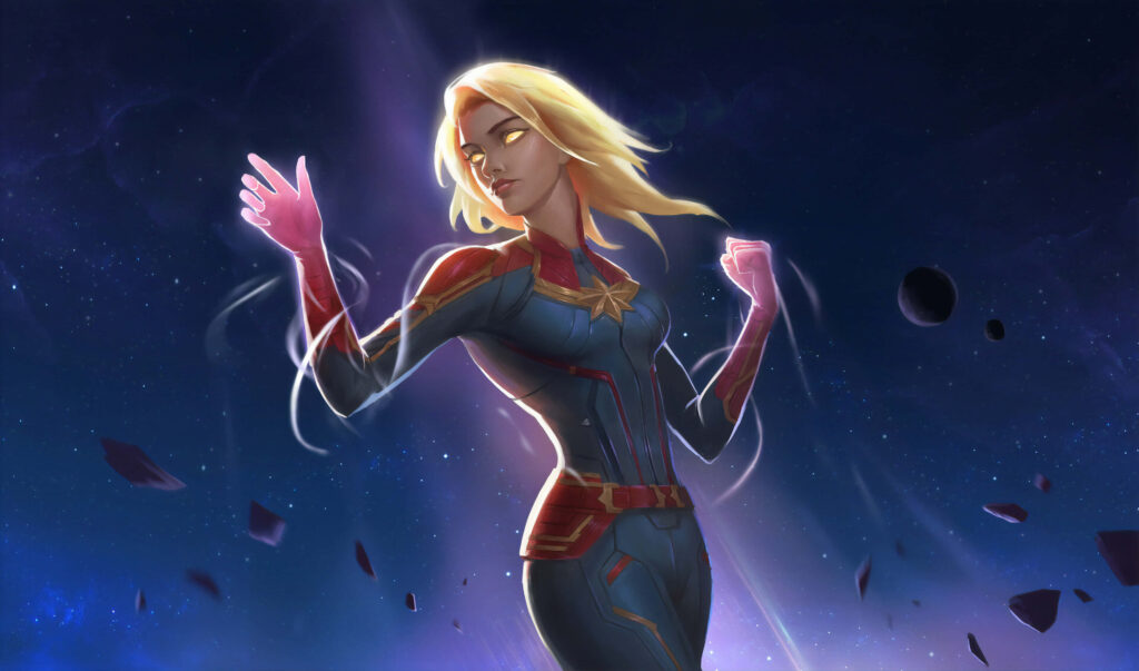 Empowering iPad Wallpaper: Embark on Captain Marvel's Epic Comic Journey!